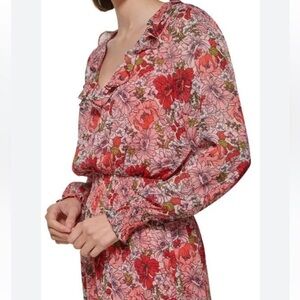 NWT Tommy Hilfiger Chiffon Vneck Dress W/ Smocking Detail. Sz. 12 Samba